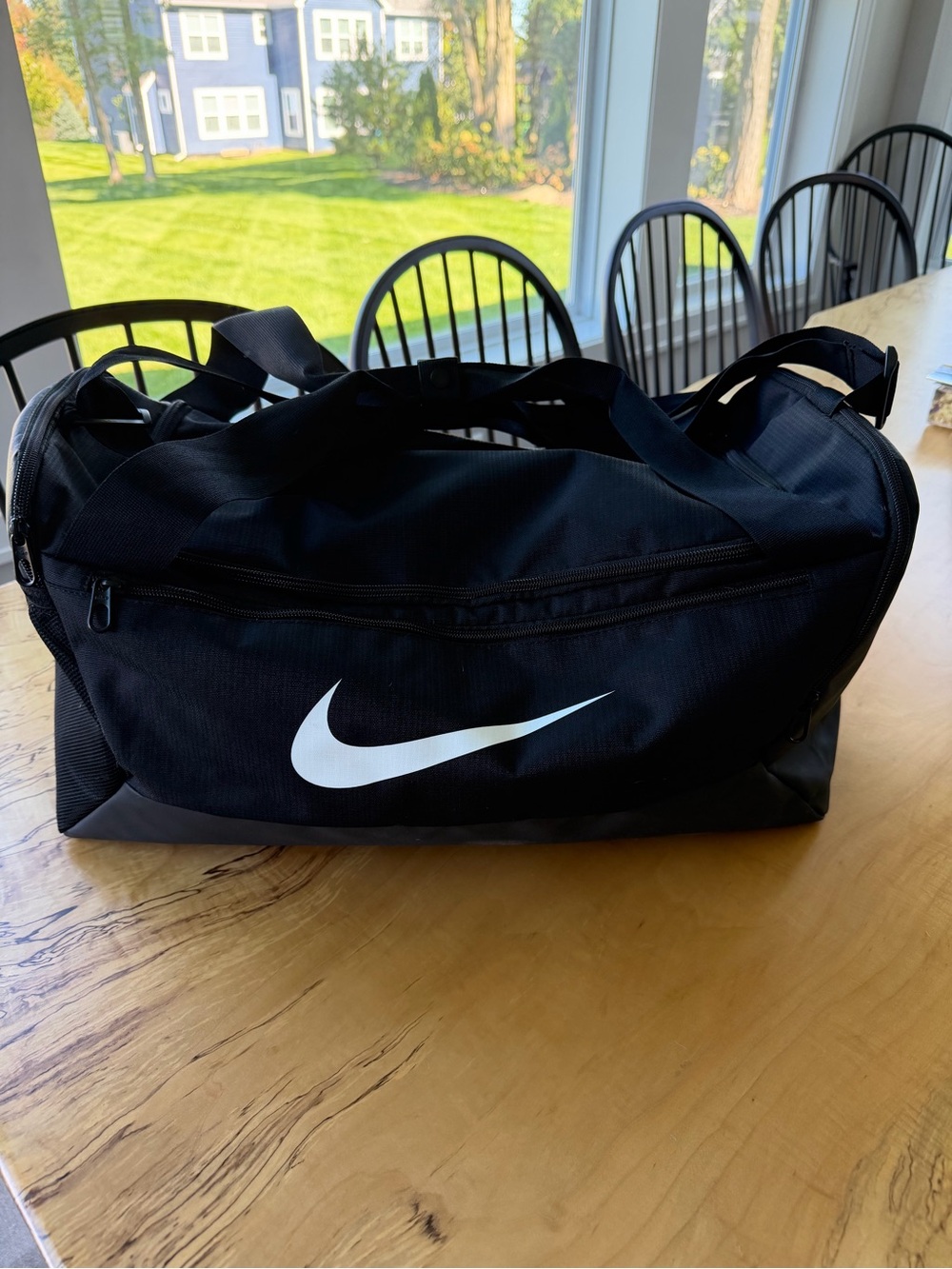Nike Black Duffle Bag with White Swoosh